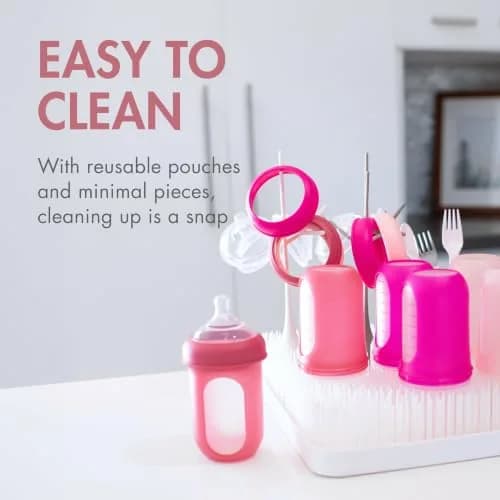 Boon Nursh Silicone Baby Bottles - Pink - 237ml (8 Oz) - 3 Count | Air-Free Feeding Reduces Colic Symptoms thumbnail 6