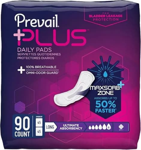 Prevail Plus Long Length Incontinence Pads Ultimate Absorbency 16 inch (40.64 cm) | USA Imported, Duties Included — Ultimate 16 Inch
