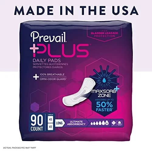 Prevail Plus Long Length Incontinence Pads Ultimate Absorbency 16 inch (40.64 cm) | USA Imported, Duties Included thumbnail 5