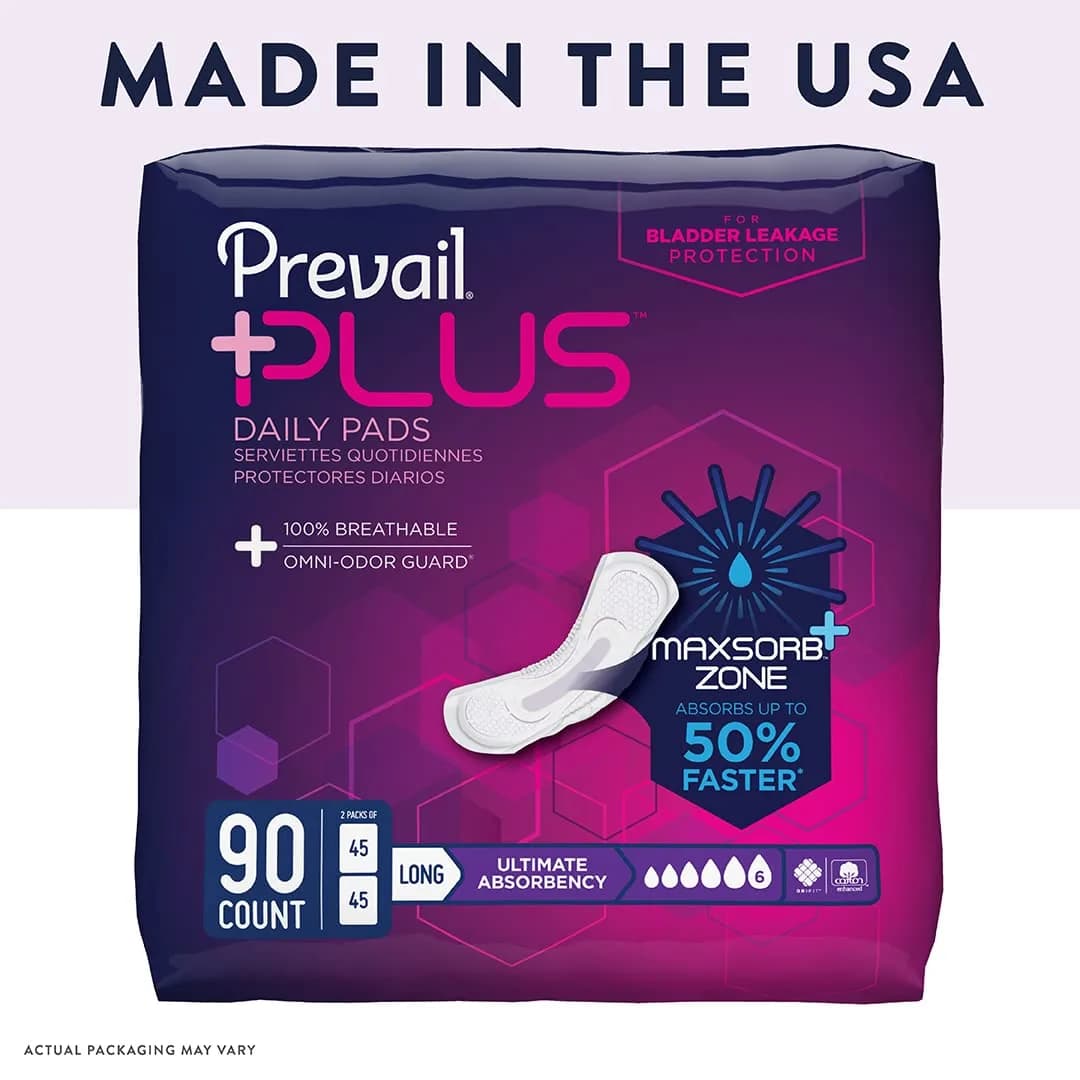 Prevail Plus Long Length Incontinence Pads Ultimate Absorbency 16 inch (40.64 cm) | USA Imported, Duties Included - view 5