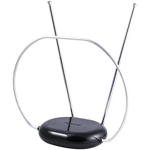 Philips Rabbit Ears Indoor TV Antenna, Dipole & Circular Loop | 1080p HD, 4K/8K Ready, ATSC 3.0, Black thumbnail 1