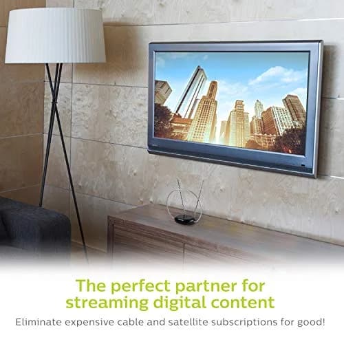 Philips Rabbit Ears Indoor TV Antenna, Dipole & Circular Loop | 1080p HD, 4K/8K Ready, ATSC 3.0, Black thumbnail 6