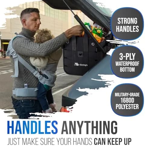 Starling's Car Trunk Organizer Large Collapsible Waterproof Storage Box for SUV, Truck & Car | Adjustable Compartments, Heavy-Duty 1680D Polyester, Non-Slip Base thumbnail 3