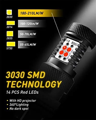AUXITO Red 3157 LED Brake Light Bulbs Pack of 2 | Ultra Bright 700% Improved Visibility thumbnail 2