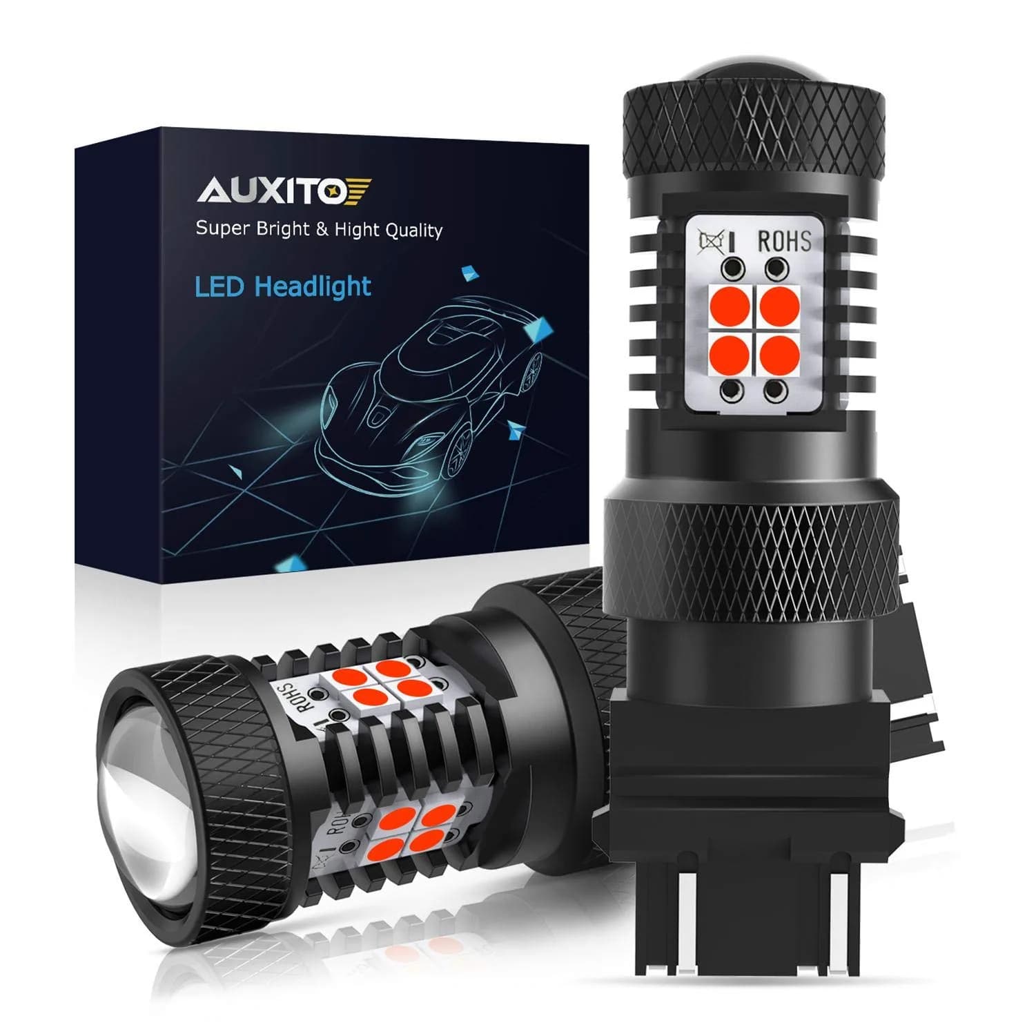 AUXITO Red 3157 LED Brake Light Bulbs Pack of 2 | Ultra Bright 700% Improved Visibility - main product image