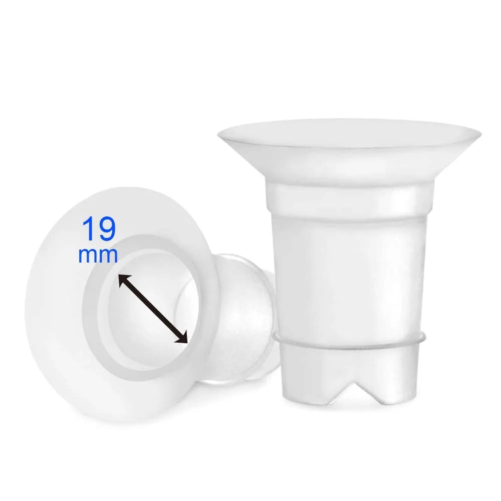 Maymom 19mm Flange Inserts for 24mm Shields | BPA-Free Silicone for Medela, Spectra, Willow, Momcozy (2-Pack, Semi-Clear) — Semi-clear