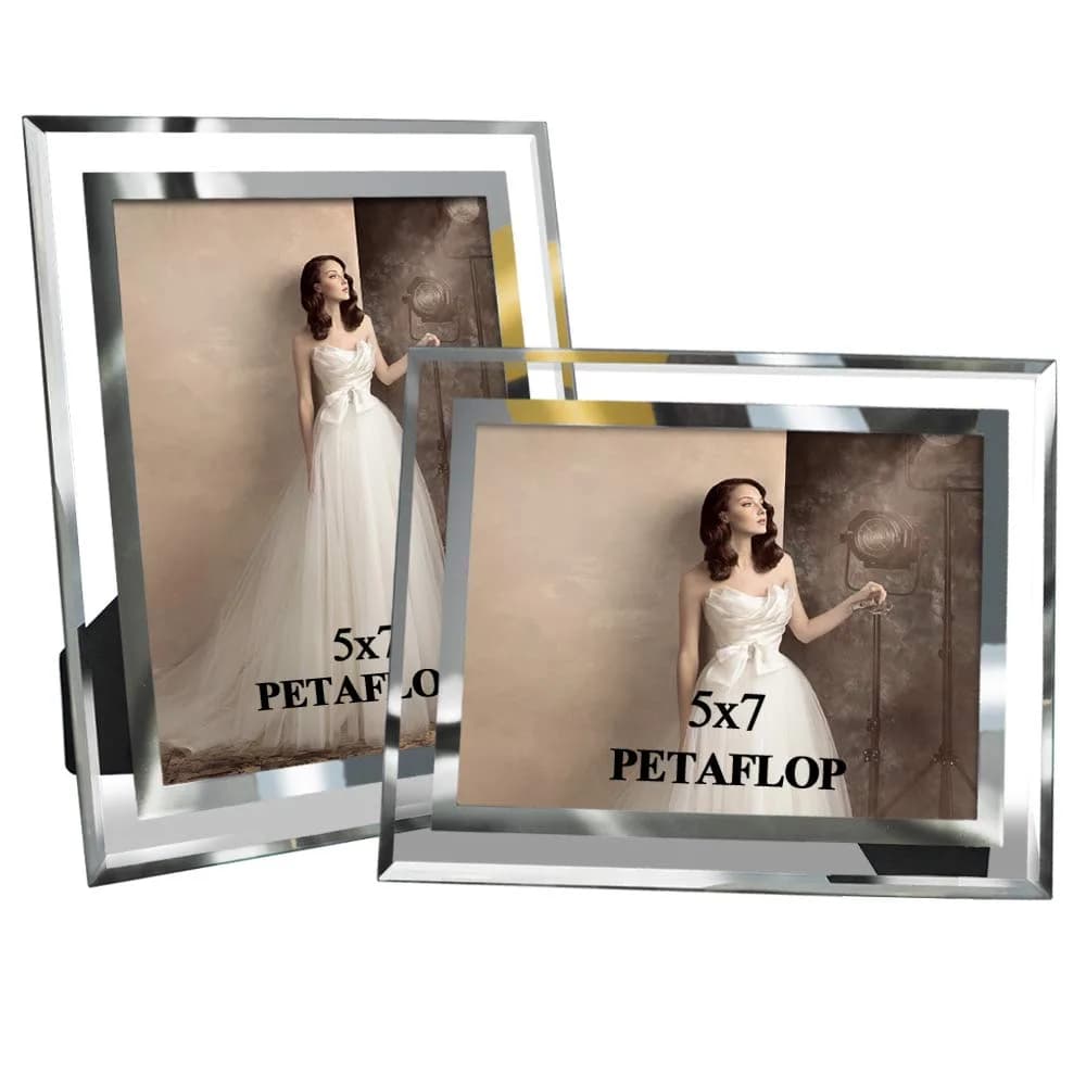 PETAFLOP 5x7 Picture Frames Set of 2 | Modern Glass Wall & Tabletop Decor (5x7 inch) — 5x7（