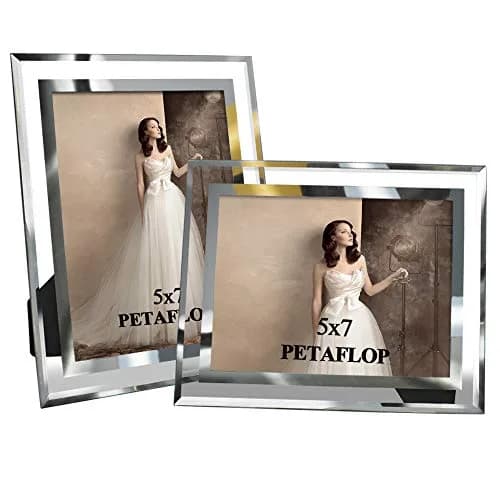 PETAFLOP 5x7 Picture Frames Set of 2 | Modern Glass Wall & Tabletop Decor (5x7 inch) thumbnail 1