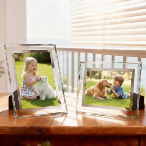 PETAFLOP 5x7 Picture Frames Set of 2 | Modern Glass Wall & Tabletop Decor (5x7 inch) thumbnail 6
