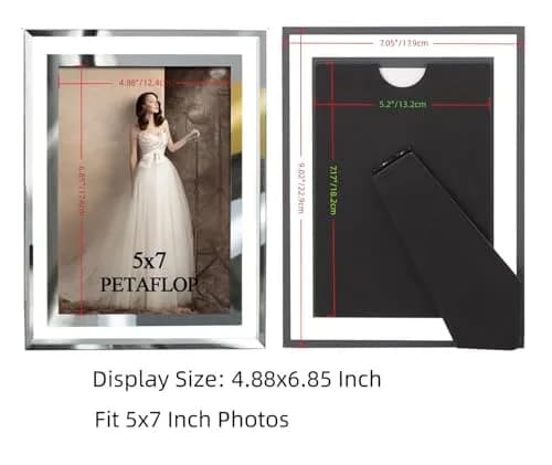PETAFLOP 5x7 Picture Frames Set of 2 | Modern Glass Wall & Tabletop Decor (5x7 inch) thumbnail 3