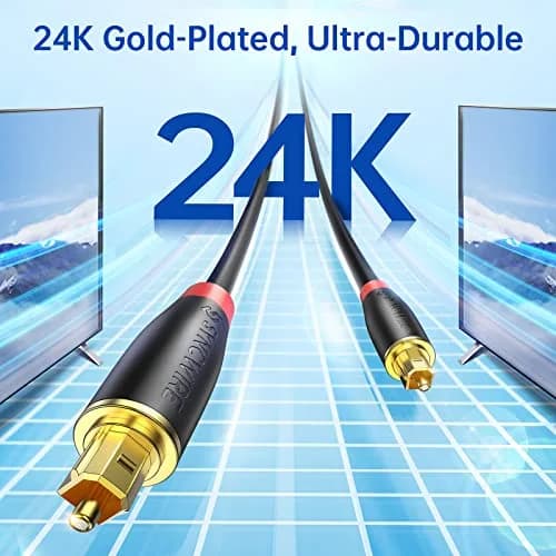 SYNCWIRE Digital Optical Audio Cable 10 ft | 24K Gold-Plated, Ultra-Durable Fiber Optic Toslink Cord for Home Theater & Gaming thumbnail 4