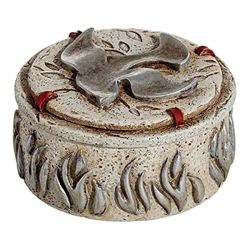 Christian Brands Catholic Rosary Box 2.5" (6.35cm) Rustic Keepsake Box | Come Holy Spirit Dove Design thumbnail 1