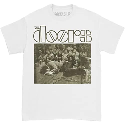 The Doors Stage Photo T-Shirt, White, Large | Iconic Jim Morrison Stage Print, Comfortable Cotton thumbnail 1