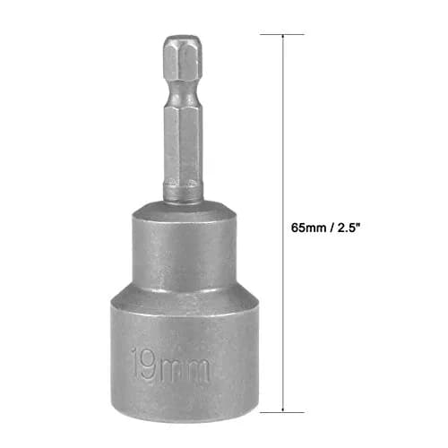 uxcell 19mm Magnetic Nut Setter Driver Bit 65mm (2.5 inch) Length | 1/4" Hex Shank Quick-Change thumbnail 3