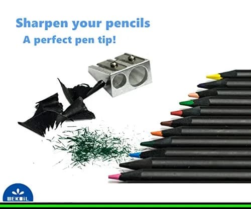 WEKOIL Metal Pencil Sharpeners, Pack of 4, Silver | Dual Hole for Graphite & Colored Pencils thumbnail 4
