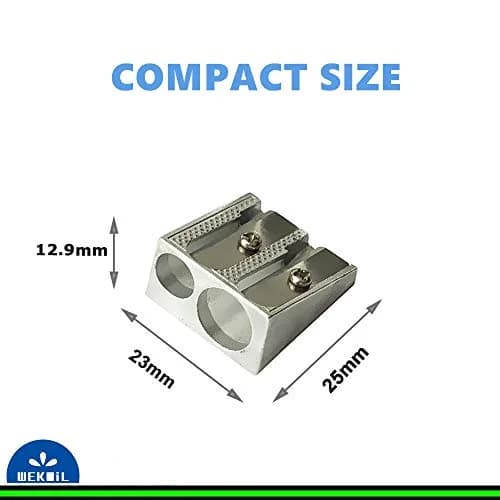 WEKOIL Metal Pencil Sharpeners, Pack of 4, Silver | Dual Hole for Graphite & Colored Pencils thumbnail 5
