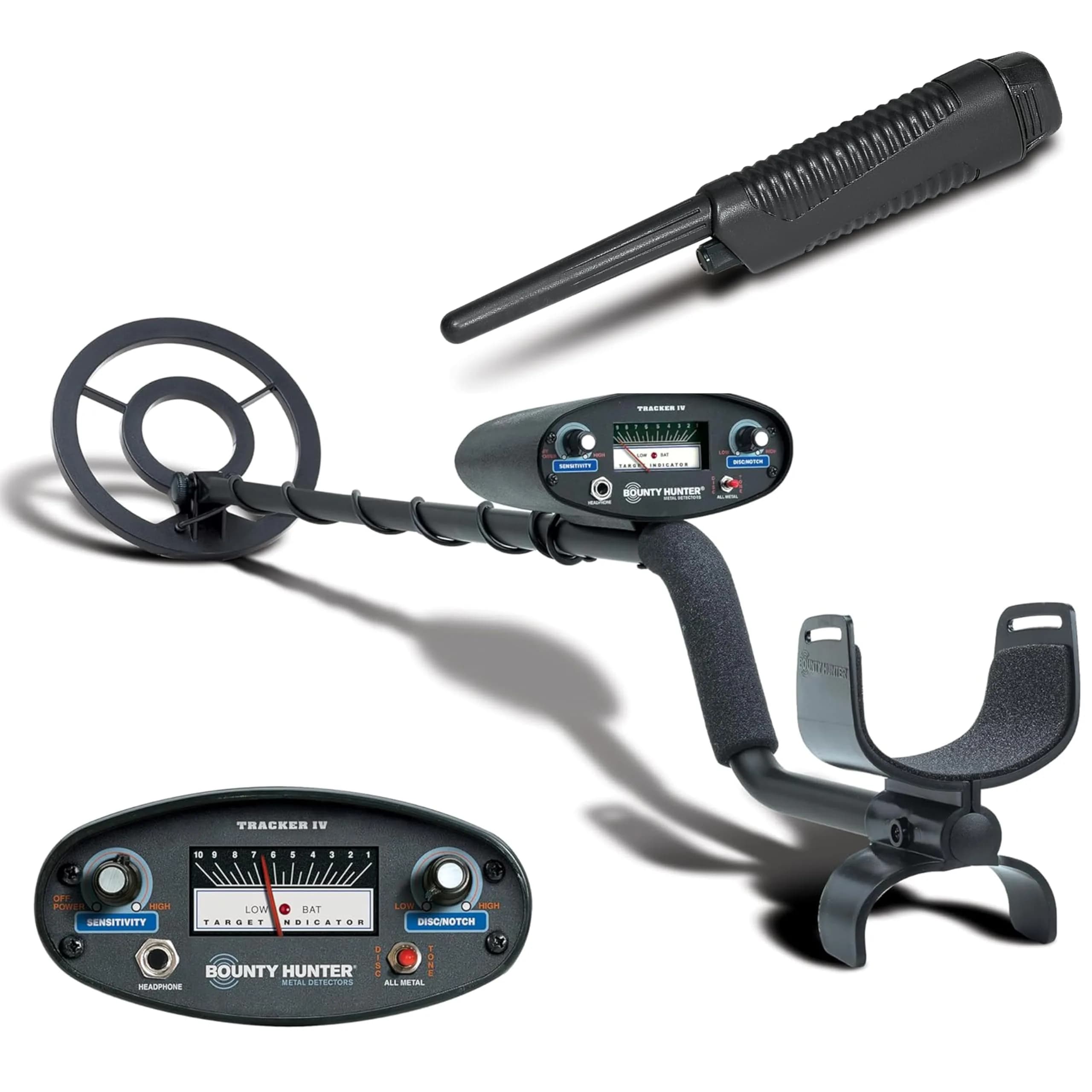 Bounty Hunter Tracker IV Metal Detector with Pinpointer, 8" Waterproof Coil, 3 Modes | 2.8 lb Lightweight for Adults & Kids - main product image