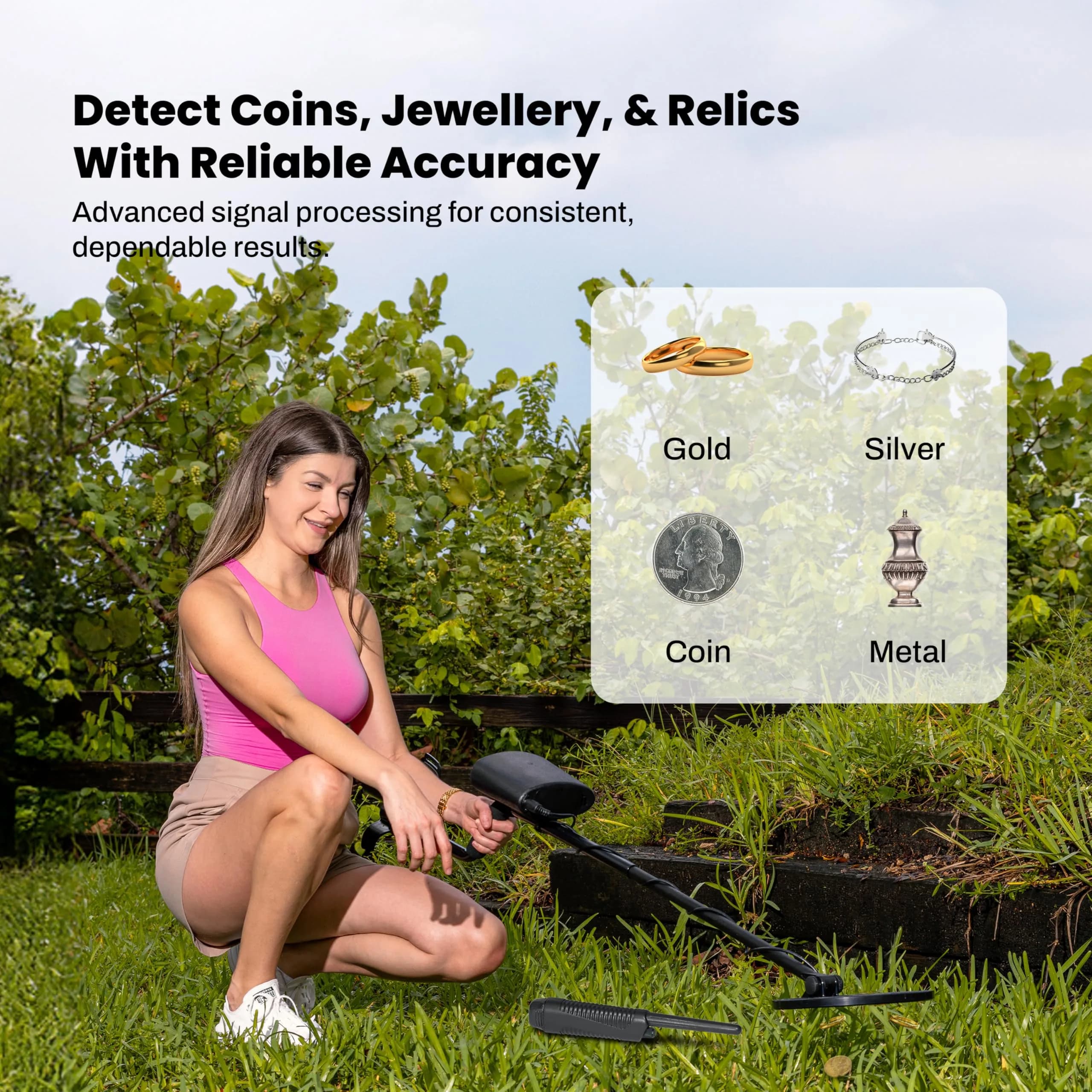 Bounty Hunter Tracker IV Metal Detector with Pinpointer, 8" Waterproof Coil, 3 Modes | 2.8 lb Lightweight for Adults & Kids - view 6