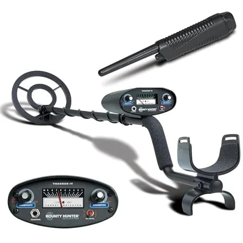 Bounty Hunter Tracker IV Metal Detector with Pinpointer, 8" Waterproof Coil, 3 Modes | 2.8 lb Lightweight for Adults & Kids thumbnail 1