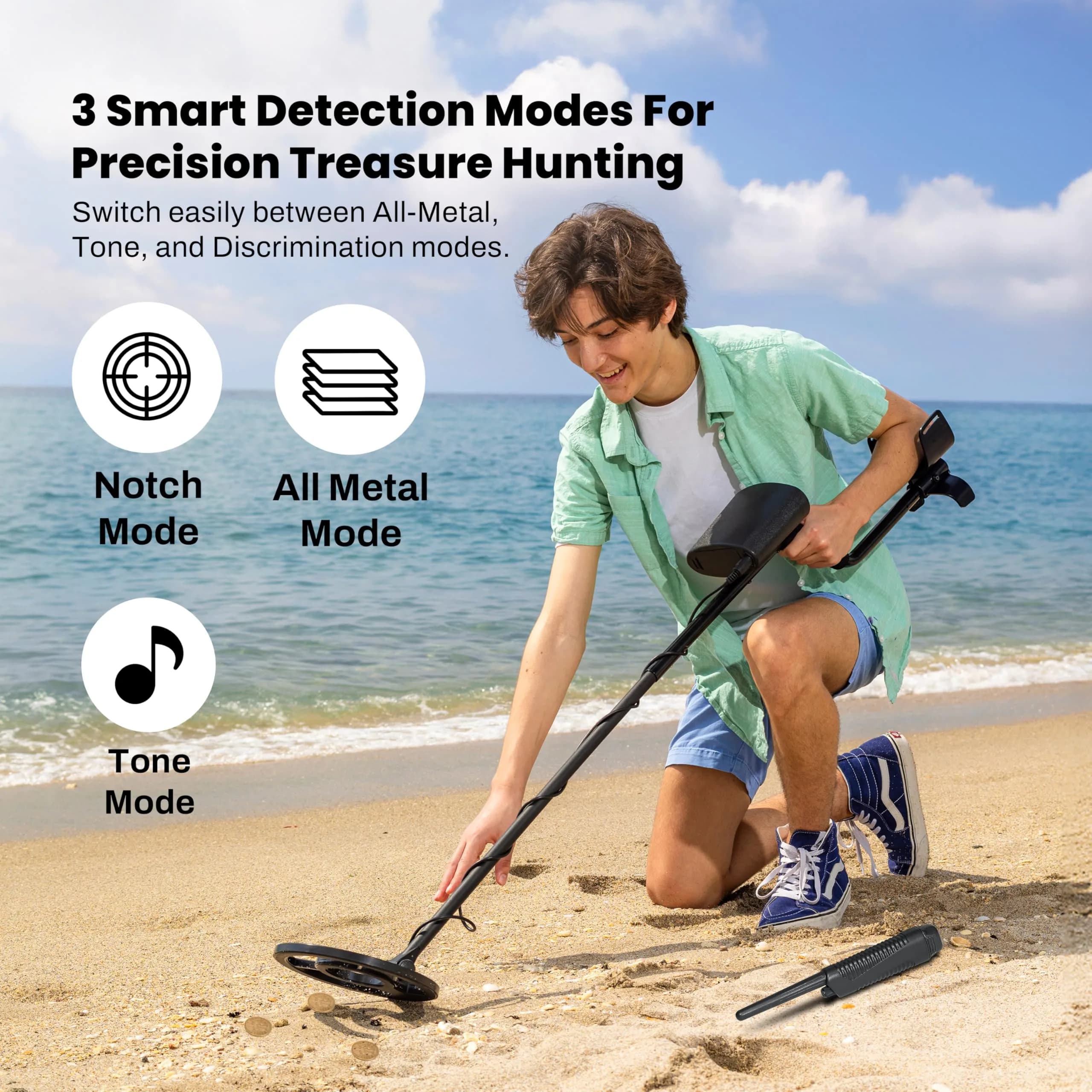 Bounty Hunter Tracker IV Metal Detector with Pinpointer, 8" Waterproof Coil, 3 Modes | 2.8 lb Lightweight for Adults & Kids - view 3