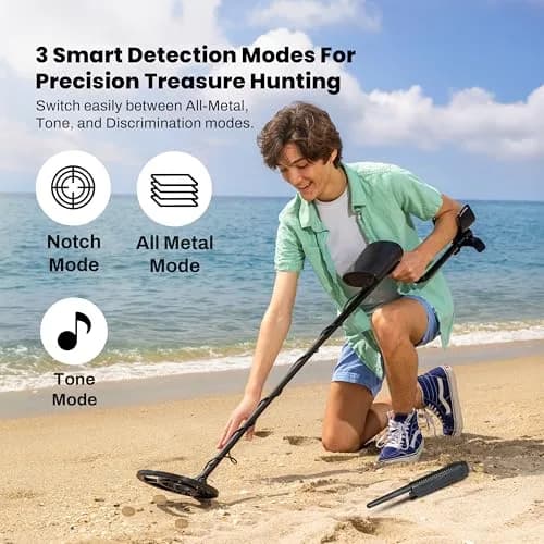 Bounty Hunter Tracker IV Metal Detector with Pinpointer, 8" Waterproof Coil, 3 Modes | 2.8 lb Lightweight for Adults & Kids thumbnail 3