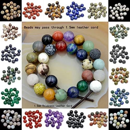 AD Beads Natural Gemstone 10mm Round Loose Beads Big Hole 2mm | White Pearl Jewelry Beads thumbnail 3