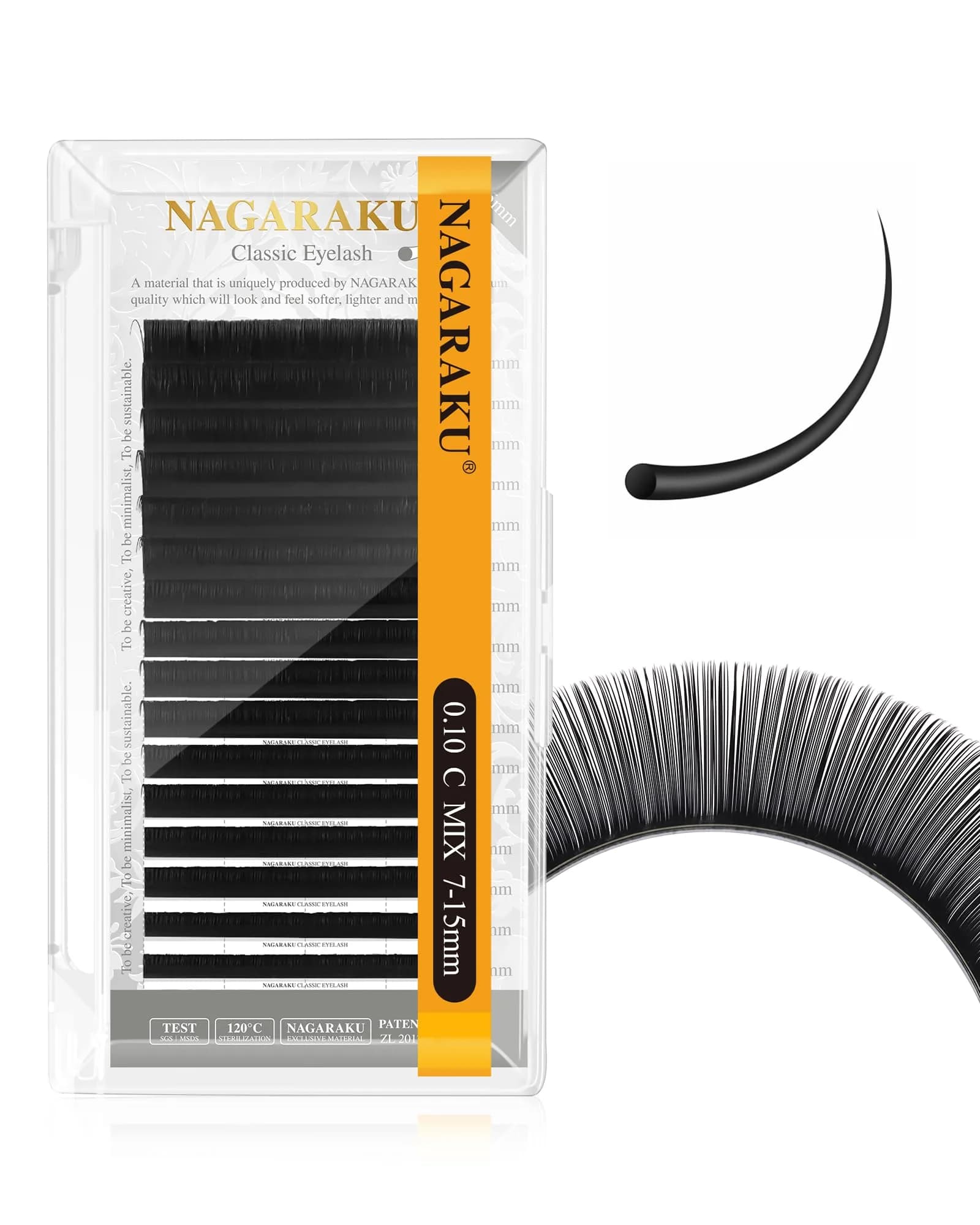NAGARAKU Classic Individual Lash Extensions 0.10 C 7-15mm Mix | Professional Matte Black PBT Fiber Lashes - main product image