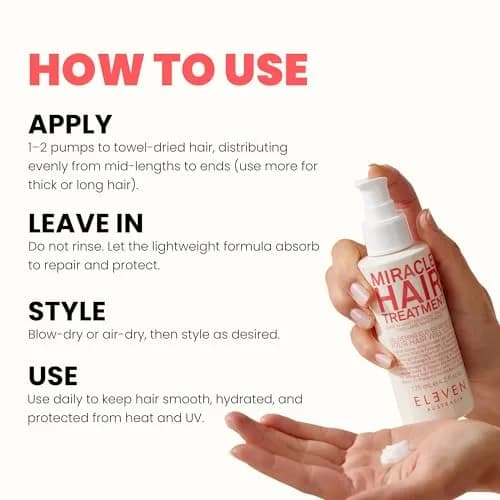 ELEVEN AUSTRALIA Miracle Hair Treatment Leave-In Conditioner 4.2 Fl Oz | All Hair Types, UV & Heat Protection thumbnail 5