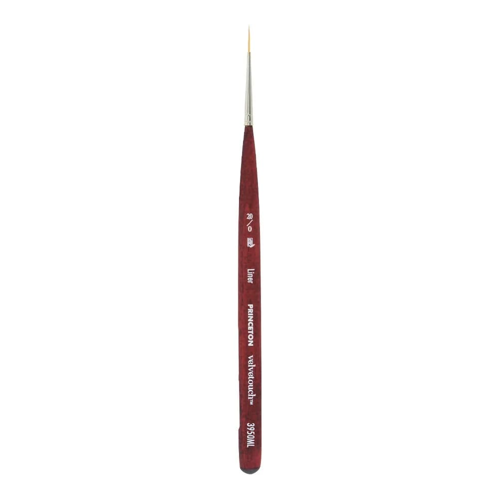 Princeton Velvetouch Mini Liner Brush, Synthetic, Short Handle, Size 20/0 inch | Fine Detailing & Control