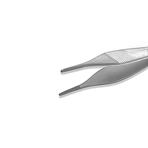Cynamed 4.75" Adson Plastic Surgery Forceps with Tungsten Carbide Inserts | Serrated Tips, Gold Handle thumbnail 7