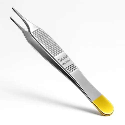 Cynamed Adson Plastic Surgery Forceps 4.75" Straight Fine Point | Tungsten Carbide Inserts with Gold Handle thumbnail 1