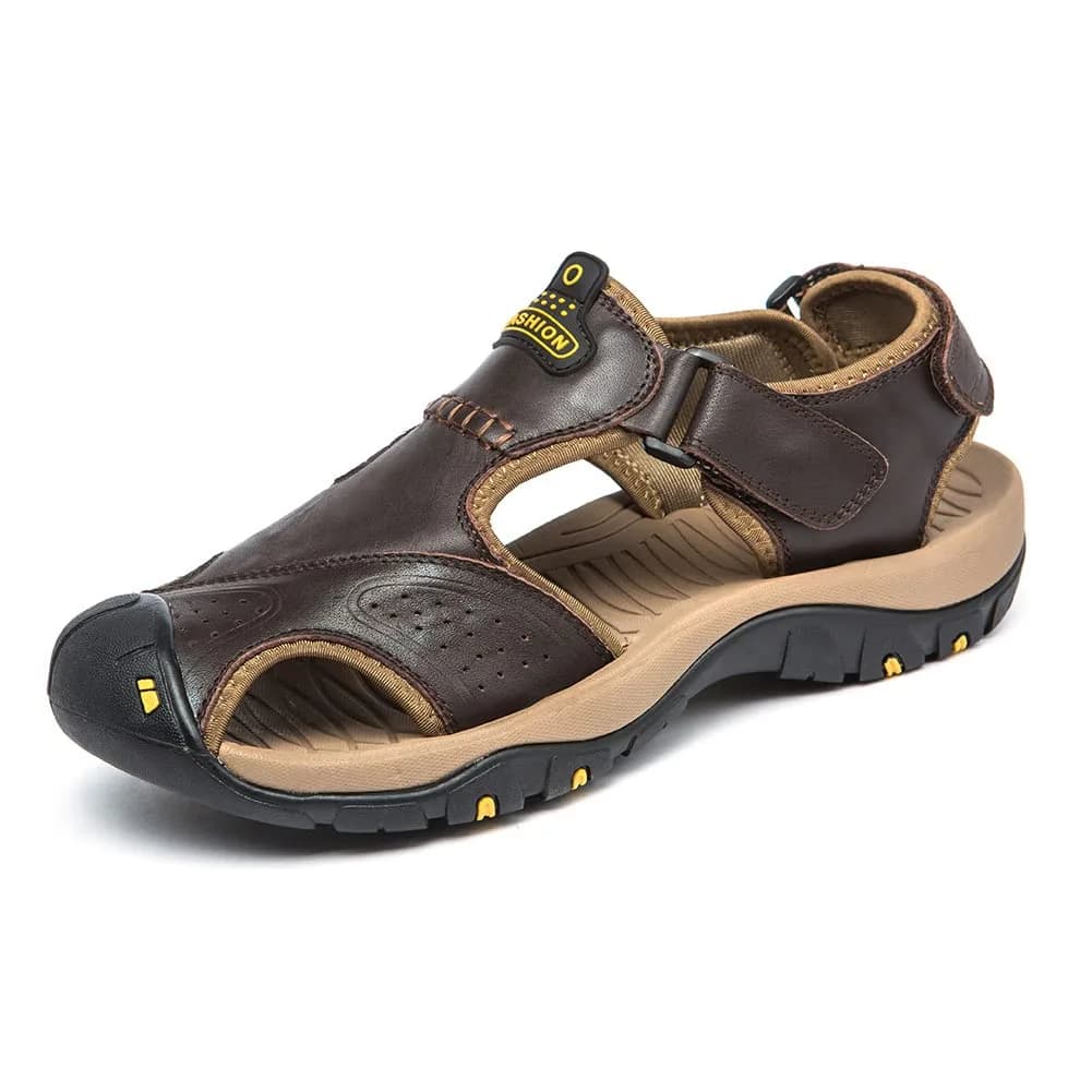 BINSHUN Leather Hiking Sandals for Men | Water-Resistant Outdoor Sport Shoes (US6/US7.5/US9.5/US11.5) — Deep Brown
