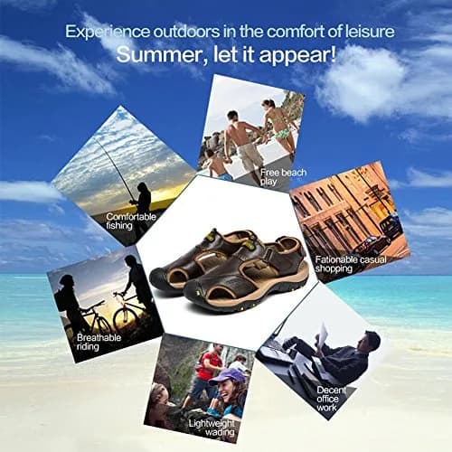BINSHUN Leather Hiking Sandals for Men | Water-Resistant Outdoor Sport Shoes (US6/US7.5/US9.5/US11.5) thumbnail 6