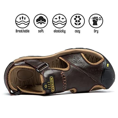 BINSHUN Leather Hiking Sandals for Men | Water-Resistant Outdoor Sport Shoes (US6/US7.5/US9.5/US11.5) thumbnail 2