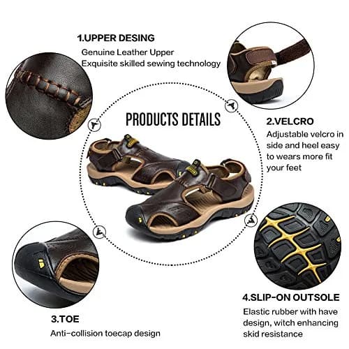 BINSHUN Leather Hiking Sandals for Men | Water-Resistant Outdoor Sport Shoes (US6/US7.5/US9.5/US11.5) thumbnail 3