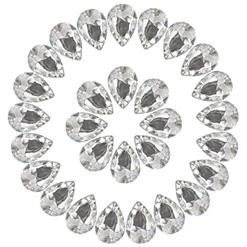 Jyukan Teardrop Crystal AB Resin Rhinestone 14mm x 10mm | Sparkling Pointback Glass for Jewelry & Crafts thumbnail 1