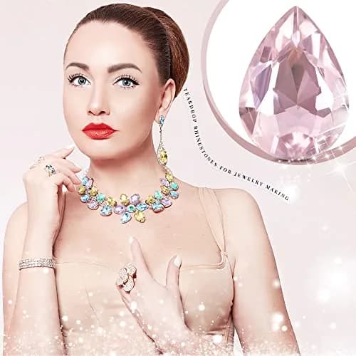 Jyukan Teardrop Crystal AB Resin Rhinestone 14mm x 10mm | Sparkling Pointback Glass for Jewelry & Crafts thumbnail 4
