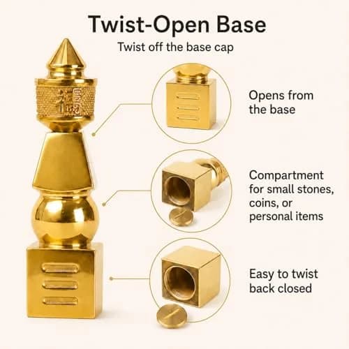 I-MART 5 Element Pagoda Feng Shui Decor 15.2 cm (6-inch) | Brass with Polished Gold-Tone Finish thumbnail 4