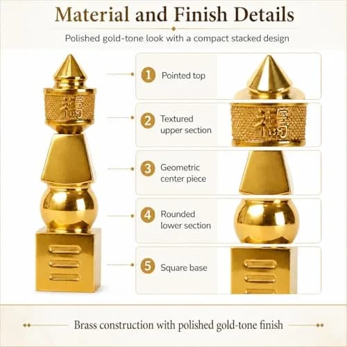 I-MART 5 Element Pagoda Feng Shui Decor 15.2 cm (6-inch) | Brass with Polished Gold-Tone Finish thumbnail 5