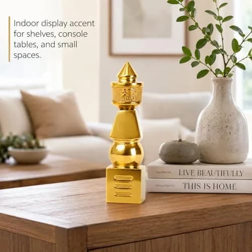 I-MART 5 Element Pagoda Feng Shui Decor 15.2 cm (6-inch) | Brass with Polished Gold-Tone Finish thumbnail 7