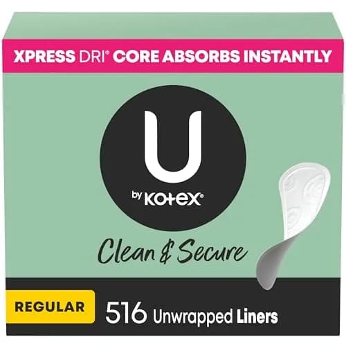 U by Kotex Panty Liners, Light Absorbency, Regular Length, 516 Count | Breathable & Hypoallergenic thumbnail 1