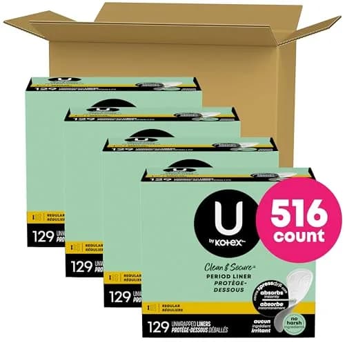 U by Kotex Panty Liners, Light Absorbency, Regular Length, 516 Count | Breathable & Hypoallergenic thumbnail 2