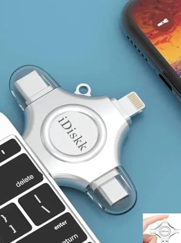 iDiskk 128GB MFi Certified iPhone Flash Drive 128GB (4.25 in x 2.25 in x 0.33 in) | Universal 4-in-1 Photo Stick for iPhone, iPad, Android, Mac thumbnail 4