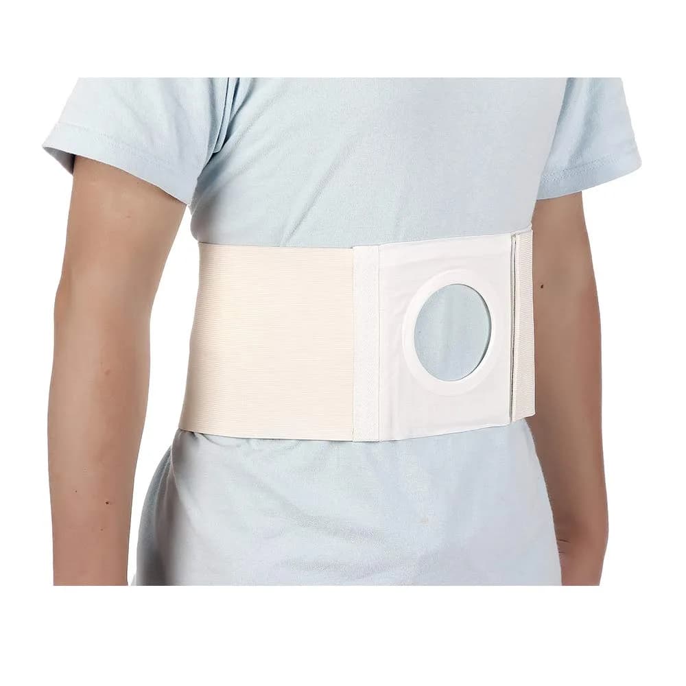 Mybow Ostomy Hernia Belt Wrap - 6.3cm (2.5") Opening, Medium, Light Beige | Breathable Cotton Support for Stoma Bag Security - main product image