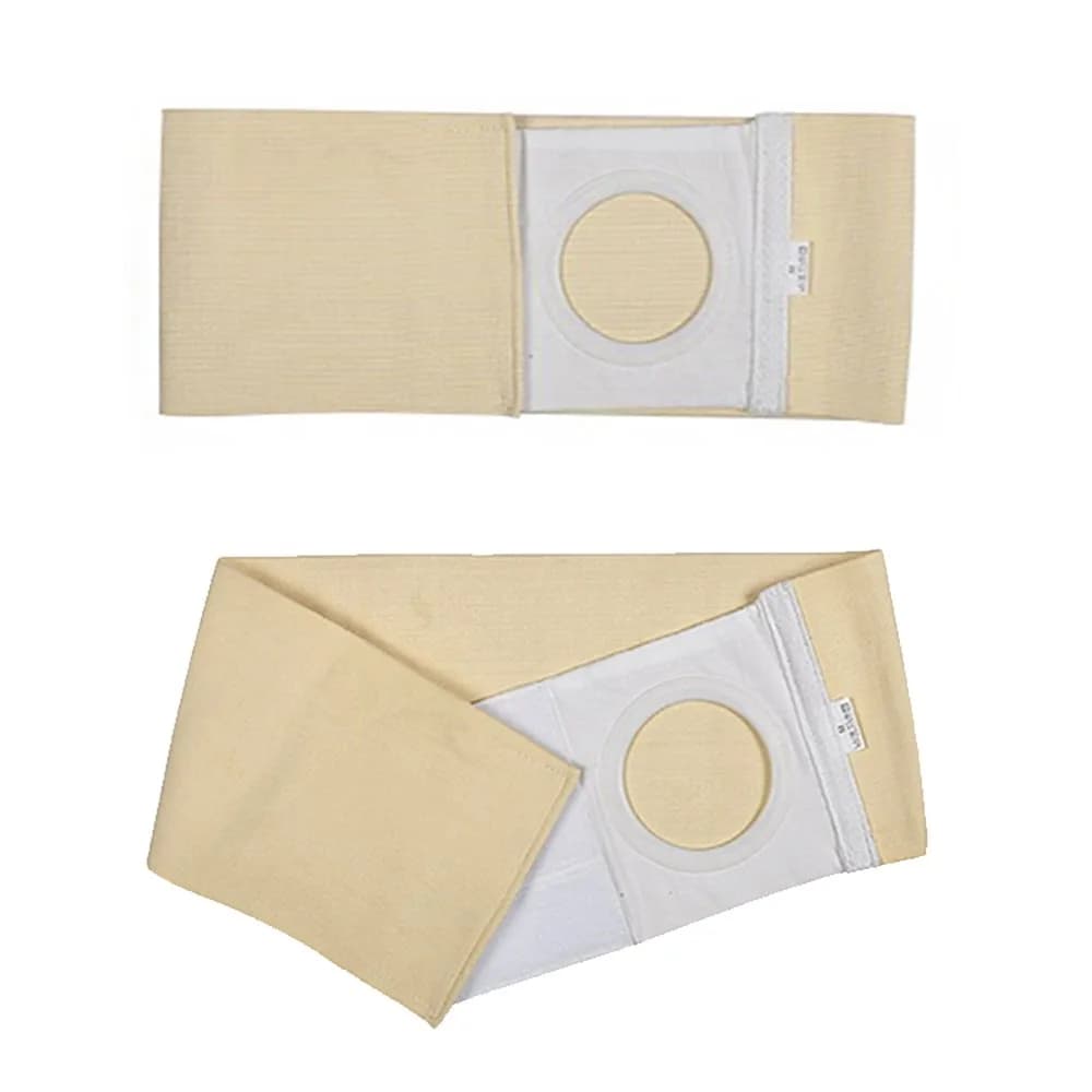 Mybow Ostomy Hernia Belt Wrap - 6.3cm (2.5") Opening, Medium, Light Beige | Breathable Cotton Support for Stoma Bag Security - view 3