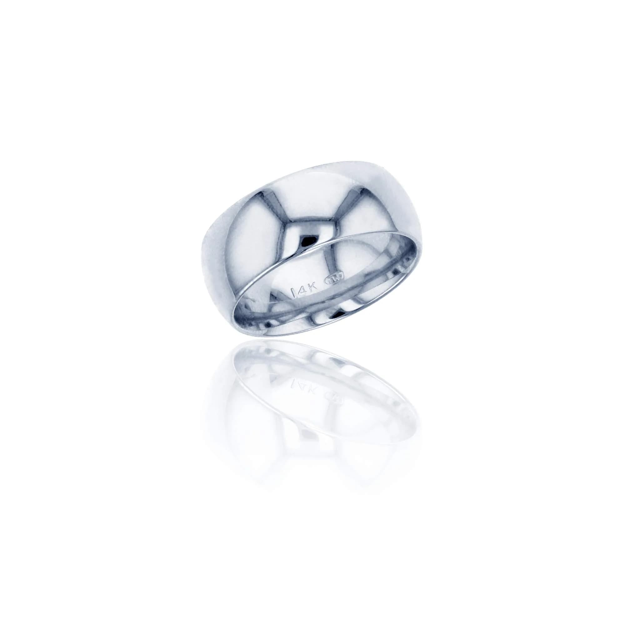 DECADENCE 14K White Gold Wedding Band 8mm | Solid Italian Craftsmanship, Hypoallergenic, Size 12 — 14K-White Gold