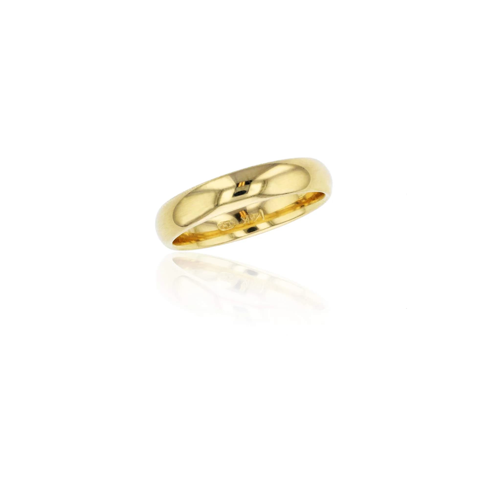 DECADENCE 14K Yellow Gold Wedding Band 4mm | Polished Plain Ring, Size 8, Italy — 14K-Yellow Gold