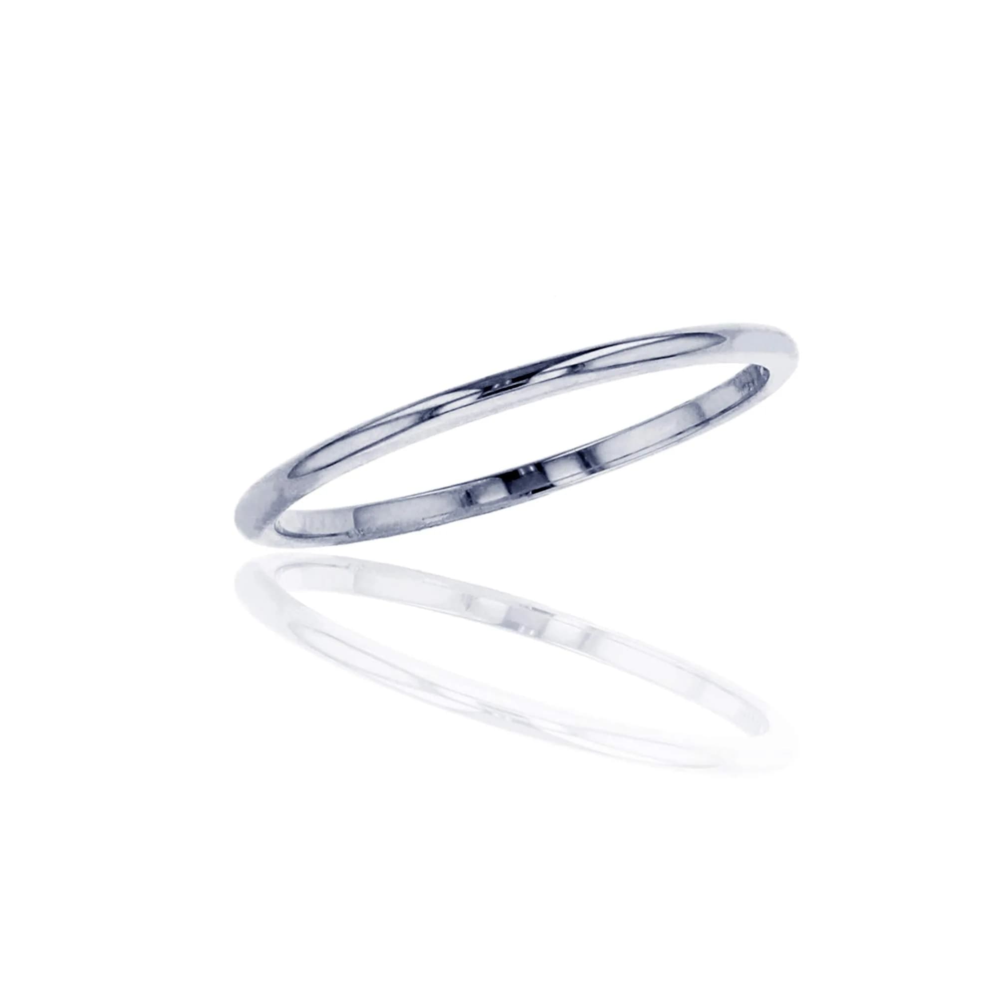 DECADENCE 14K Yellow Gold Wedding Band 1mm | Polished Plain Ring, Size 5.5 — 14K-White Gold