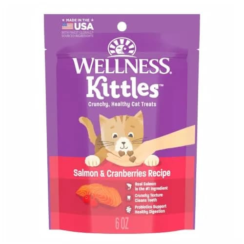 Wellness Kittles Crunchy Cat Treats Salmon & Cranberries Flavor 170g (6 oz) | Grain-Free Dental Snack thumbnail 1