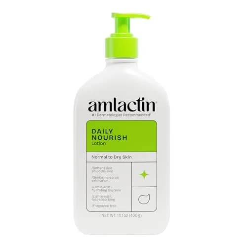 AmLactin Daily Nourish Body Lotion 400ml (14.1 oz) | Exfoliates & Moisturizes for Dry Skin — 14.1 Ounce